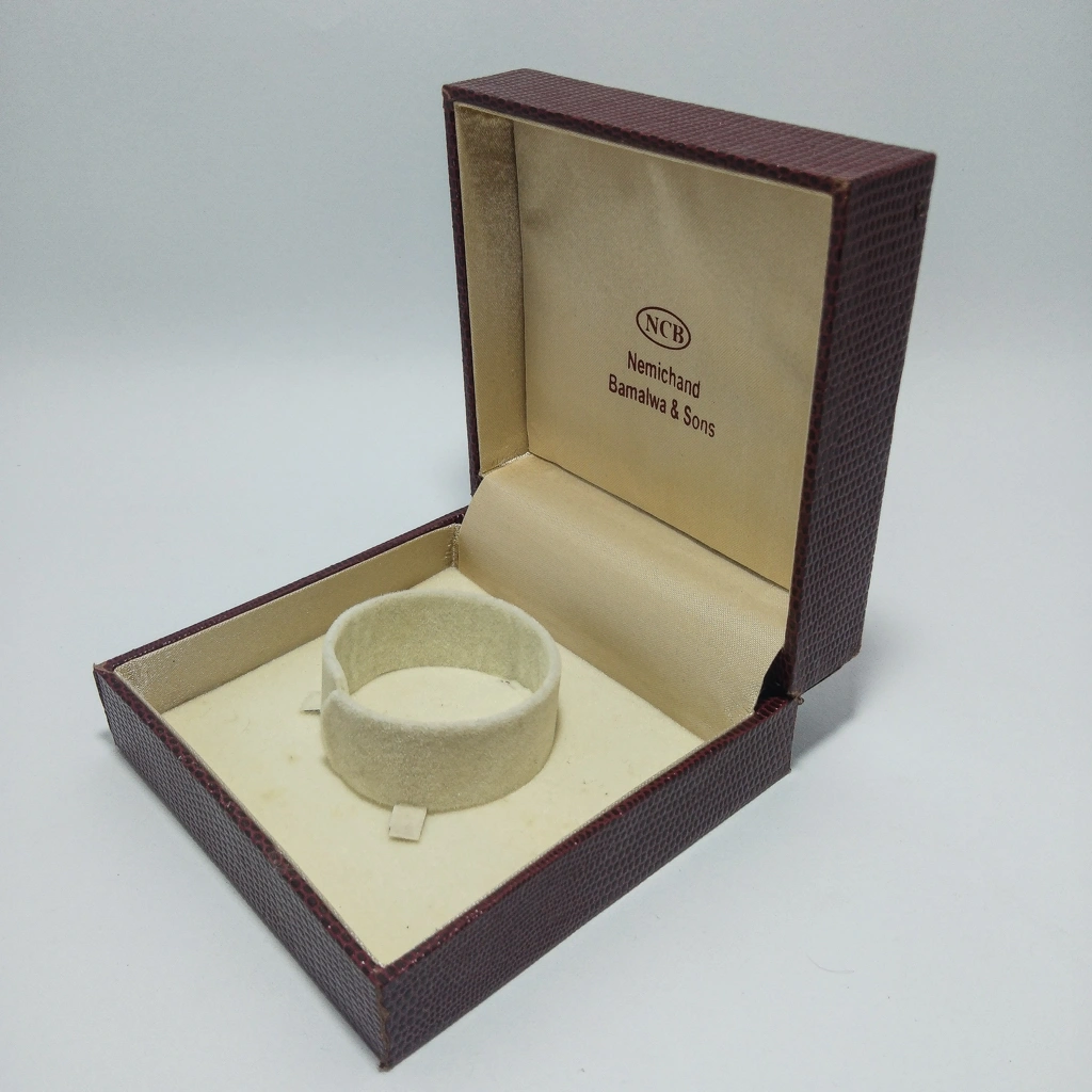 jewelry box red satin leather stripped cream churi