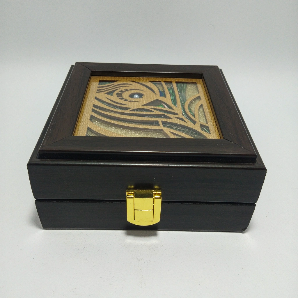 jewellery box wooden peacock glass laser bangles