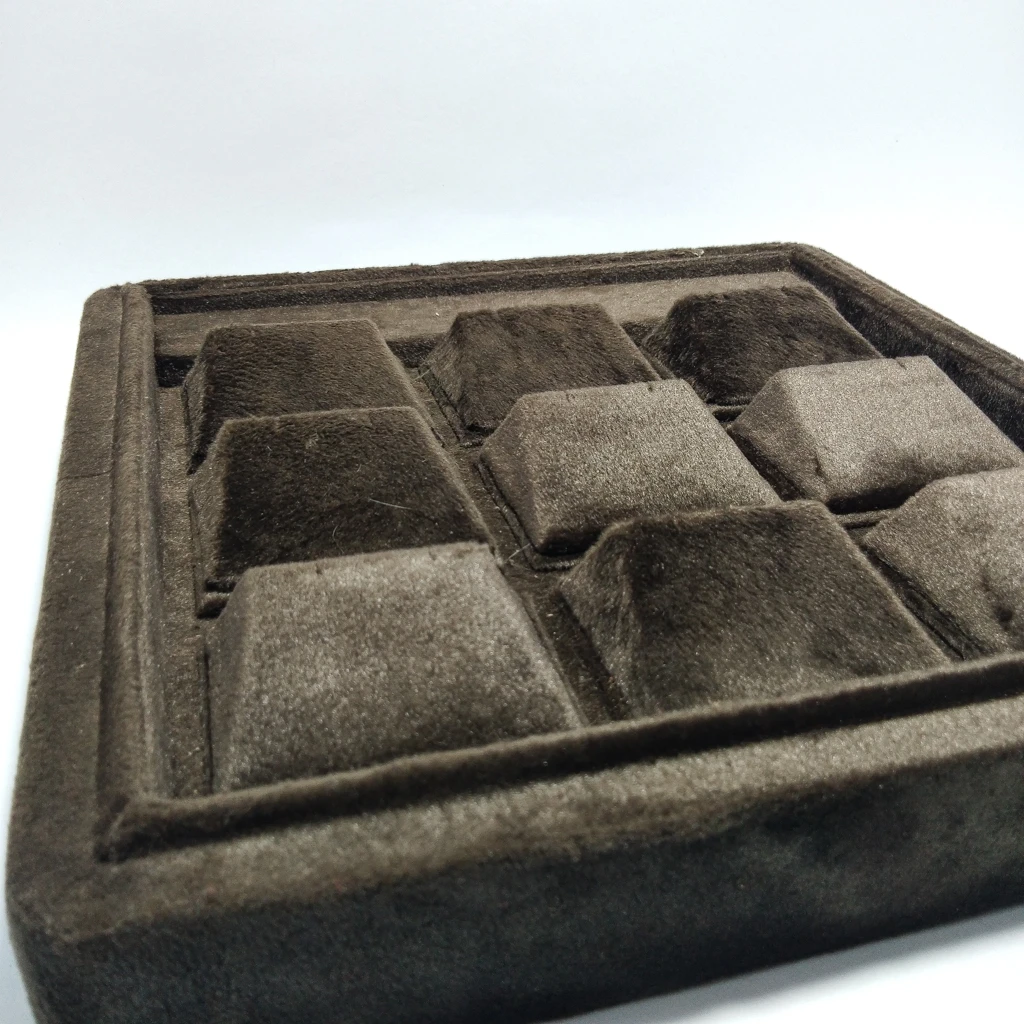jewelry box premium brown velvet 9 tops stock