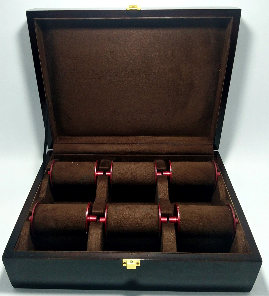 jewellery box wooden leather velvet bangles stock