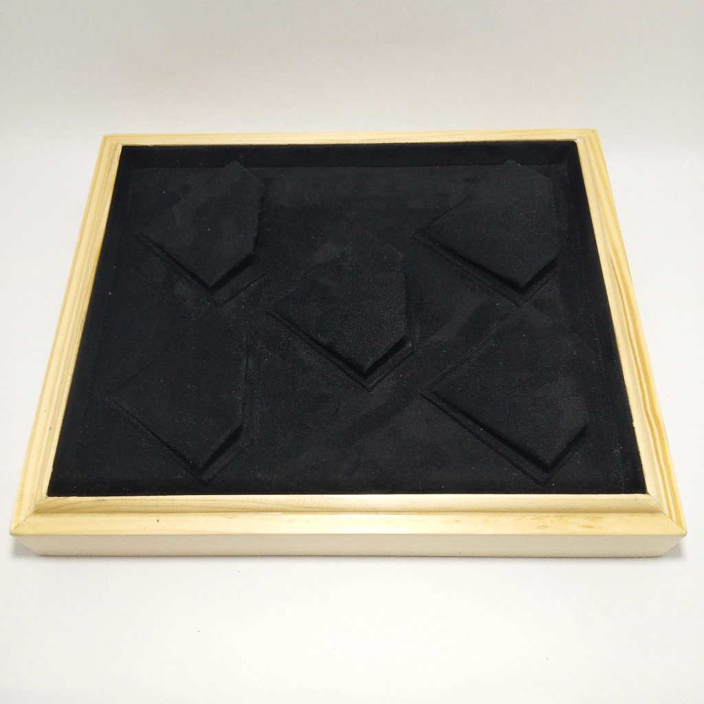 jewellery box wooden black velvet pendant stock