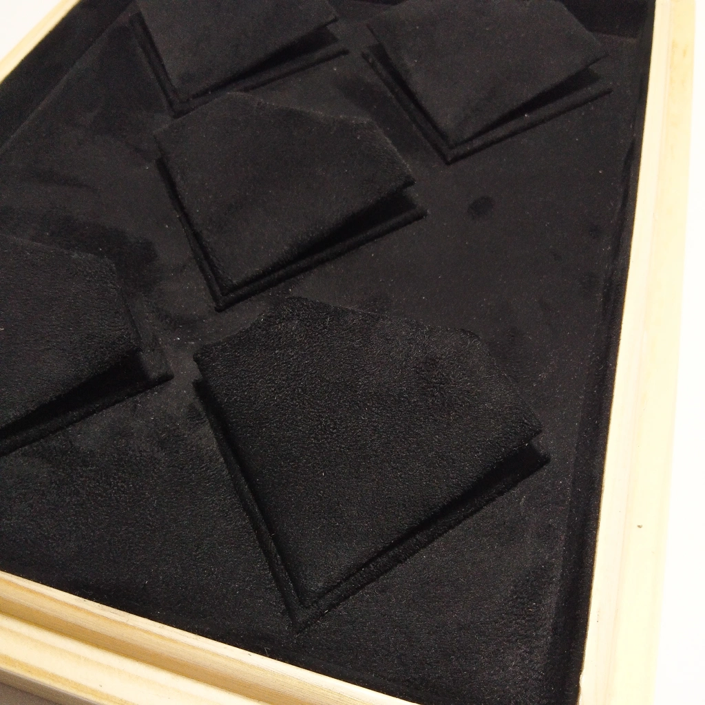 jewelry box wooden black velvet pendant stock