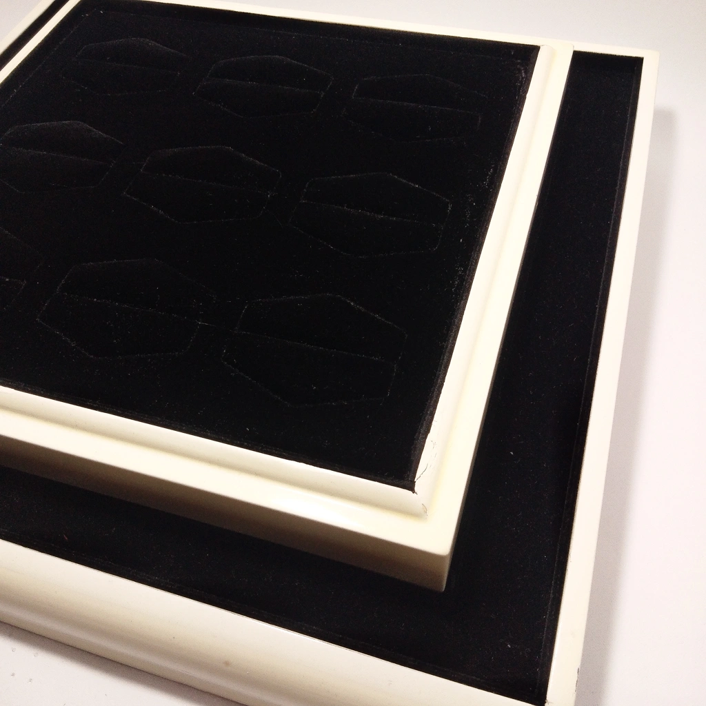 jewellery box two level wooden velvet ring display
