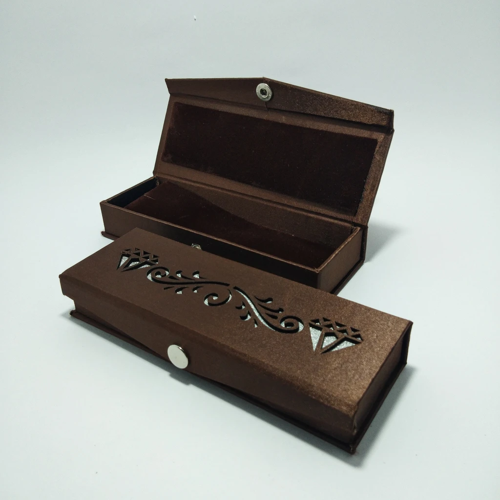 Brown laser satin tika box