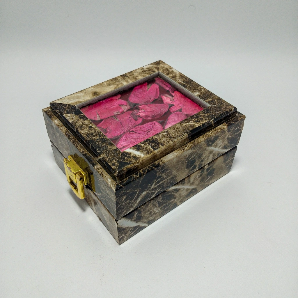 luxury wooden rose petal led tops box 