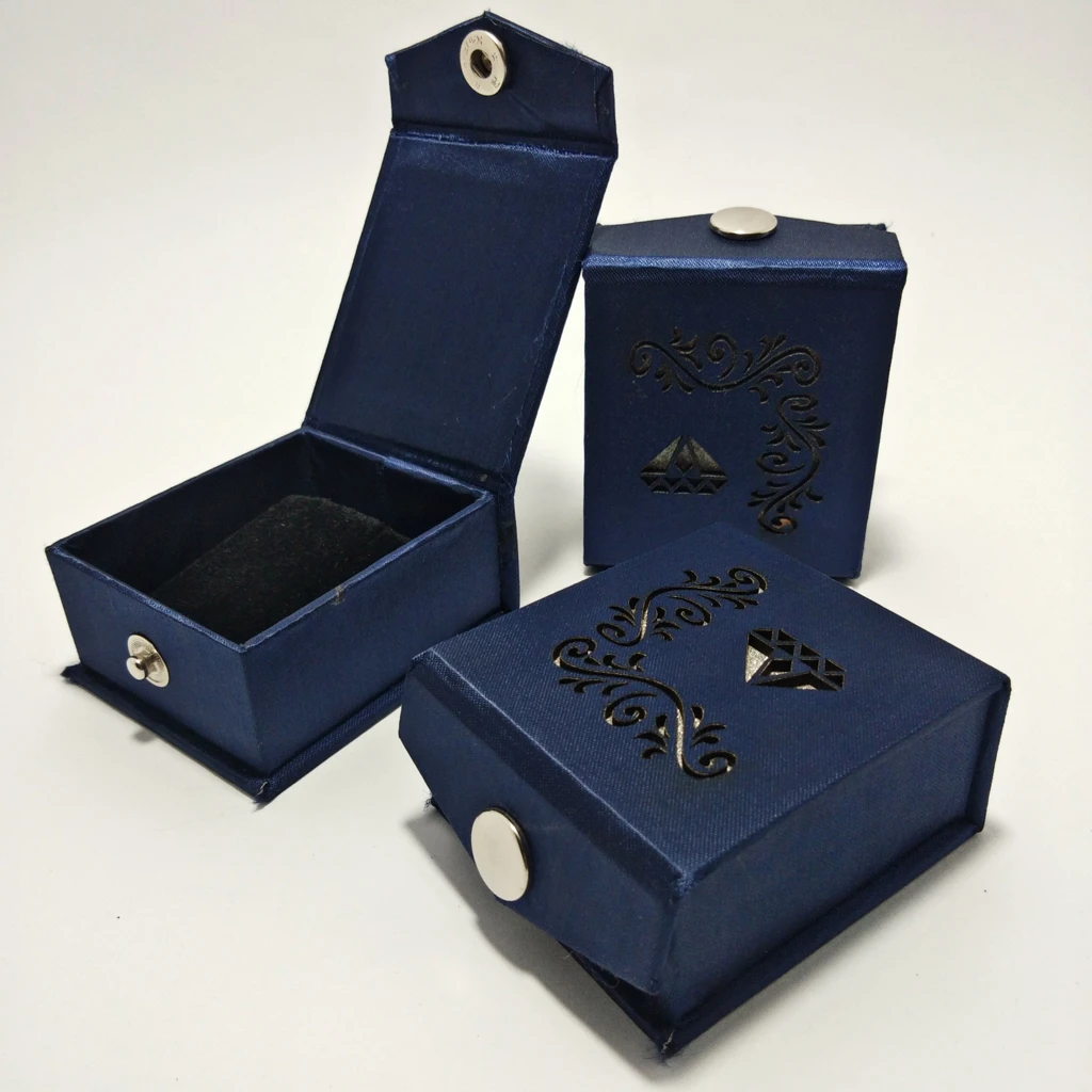 jewelry box Blue satin laser finish tops